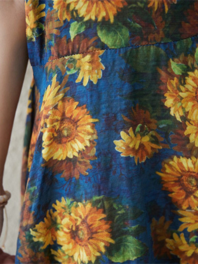 Sunflower Soft Rayon Maxi Dress for Women, Breezy Floral Summer Style