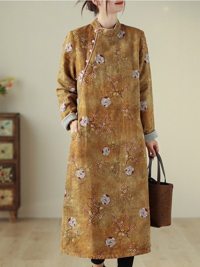 Women's Elegant Floral Bliss Side Pockets Midi Dress