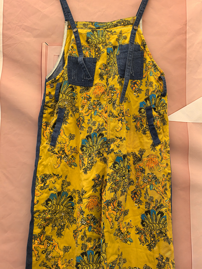 Women's Comfortable Printed Front and Back Pockets Dungarees