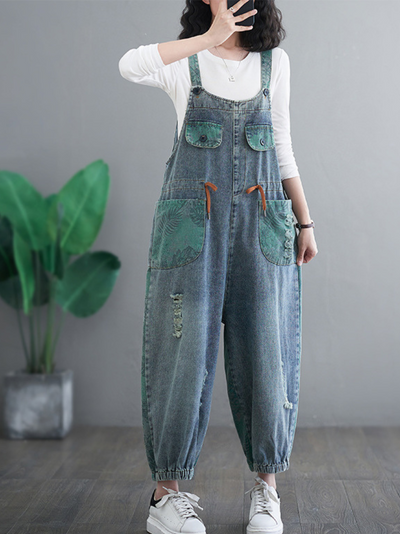 Women's Premium Quality Printed Long  Overalls Dungarees