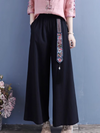 Women's Embroidered Wide-Leg Pants Bottom