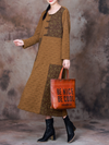 Women's Versatile Autumn Printed Side Pockets Midi Dress