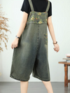 Women's Summer Denim Jumpsuit Cropped Pant Style Overall Dungaree
