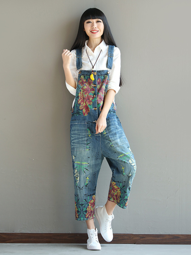 Women's Daily Wear and Outing style Printed Overall Dungarees