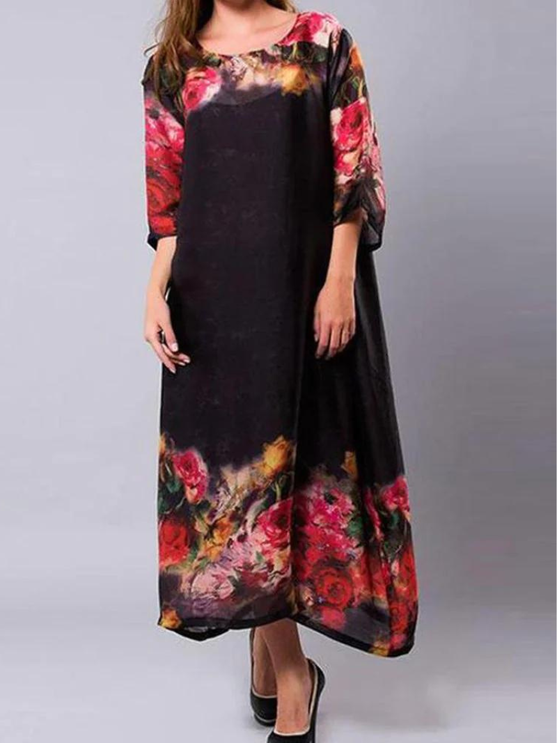 Rose Hem Silk Maxi Dress