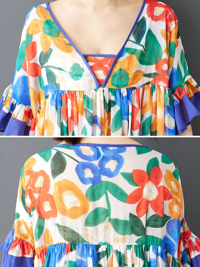 Women's Cool & Stylish Beautiful Summer Floral Printed Midi- Dress