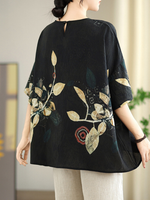 Weekend-to-Work Confidence Blouse — Flowy Chiffon Blend, Artful Botanical Print Style