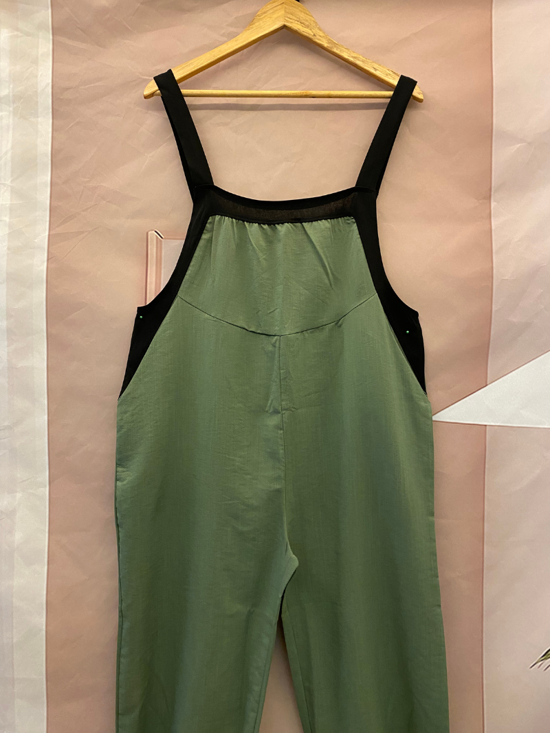 Cropped Hemp Overall Dungarees - Elastic Cuff Design