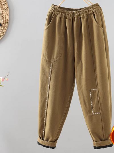 Women's Retro Literary Casual Bottoms Thickened Harem Pants