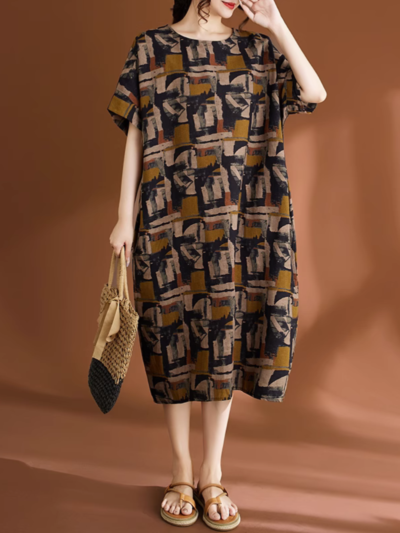Women's  Summer Casual & Trendy Printed Midi-Dress