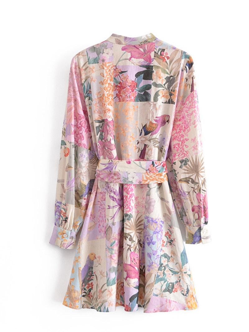 Robe de chemise à ceinture imprimée à chaque fille élégante de chaque élégante