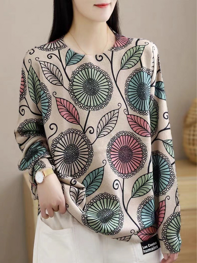 Women's Blossom Bliss Floral Printe Knitted Sweater