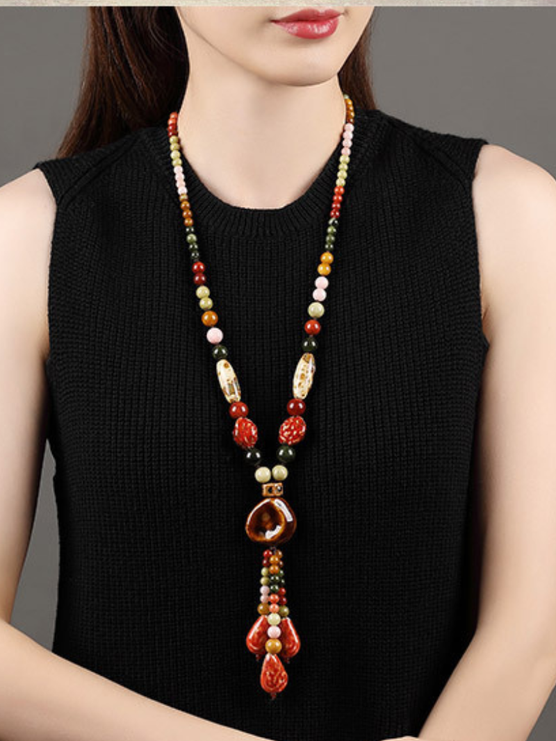 Women's Summer Boho Chic Crystal Pendant Necklace