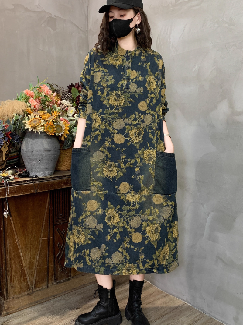 Women's Side Pocket Retro Dress