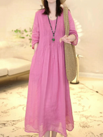 Breezy Weekend Midi — Cotton-Linen Dress with Effortless Fit & Pockets