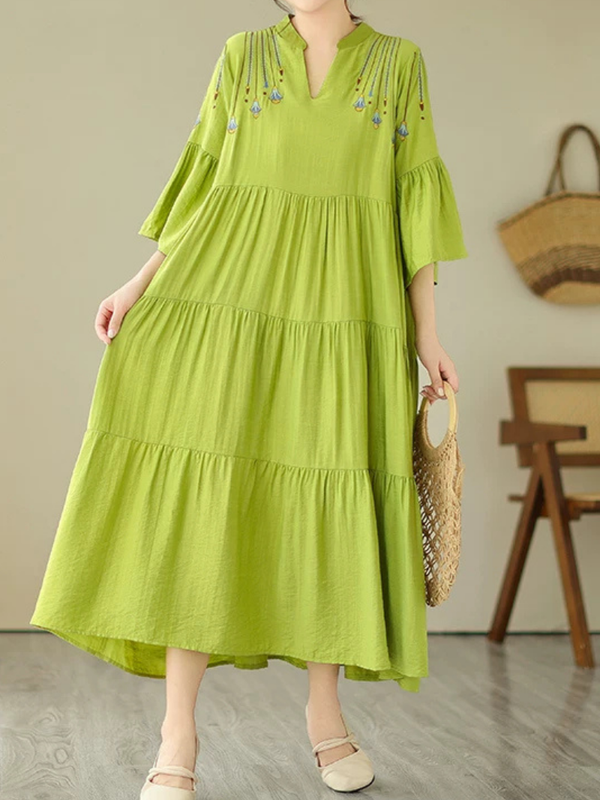 Sunlit Ease Day-to-Night Dress — Tiered Boho Maxi in Cotton Blend