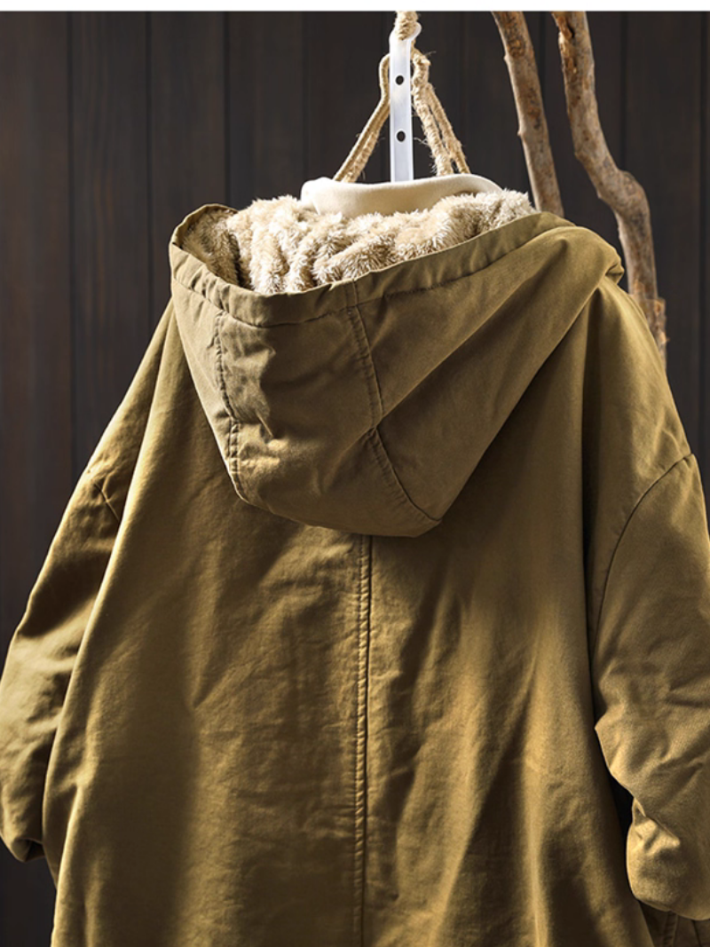 Chic Cotton Hooded Jacket with Plush Lining, Women’s Winter Parka