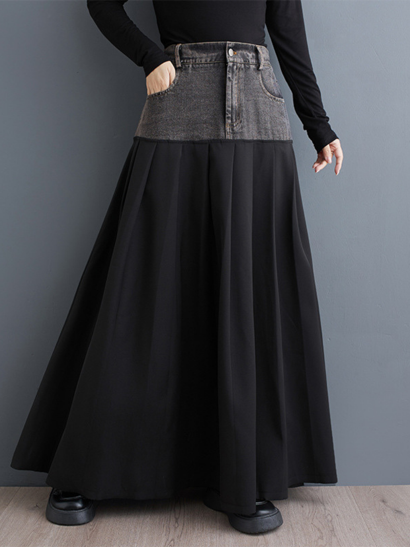 Women's Bottom Beautiful & Comfy Pleated Front Pockets long skirt