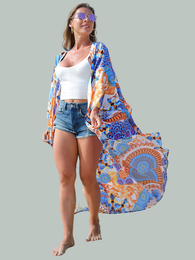 Women's Blue Stylish Kimono Jacket