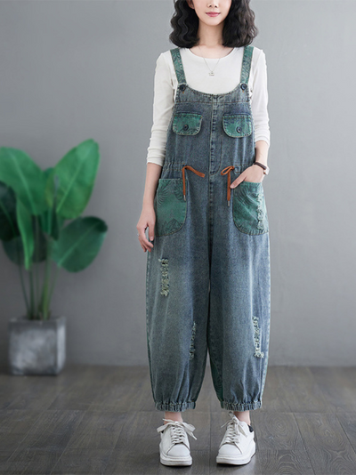 Women's Premium Quality Printed Long  Overalls Dungarees