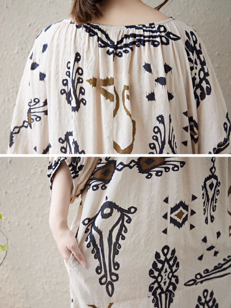 Women's  Summer Beautiful Ethnic Style Printed  Kaftan Dress