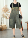 Women's Summer Denim Jumpsuit Cropped Pant Style Overall Dungaree