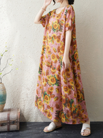 Sunflower Soft Rayon Maxi Dress for Women, Breezy Floral Summer Style