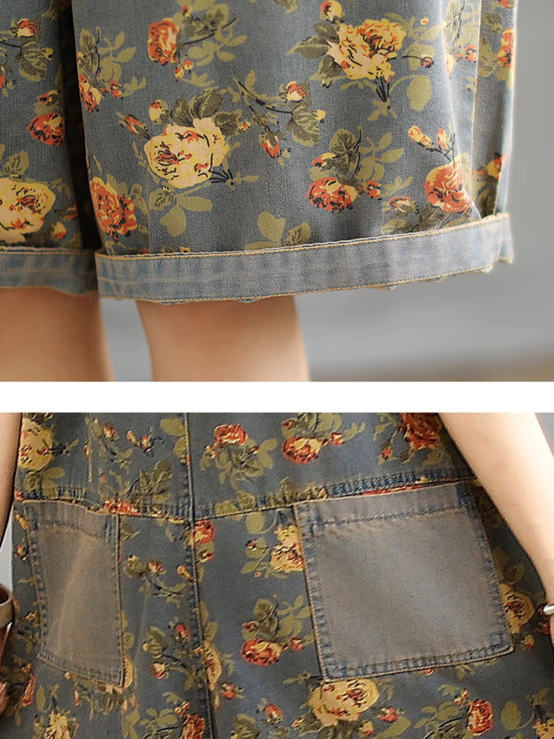 Women's Summer Lightweight Fashionable Loose Printed Overall Dungaree