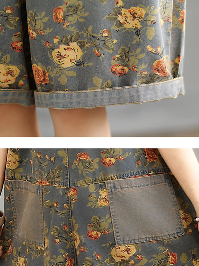 Women's Summer Lightweight Fashionable Loose Printed Overall Dungaree