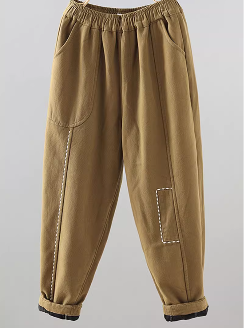 Women's Retro Literary Casual Bottoms Thickened Harem Pants