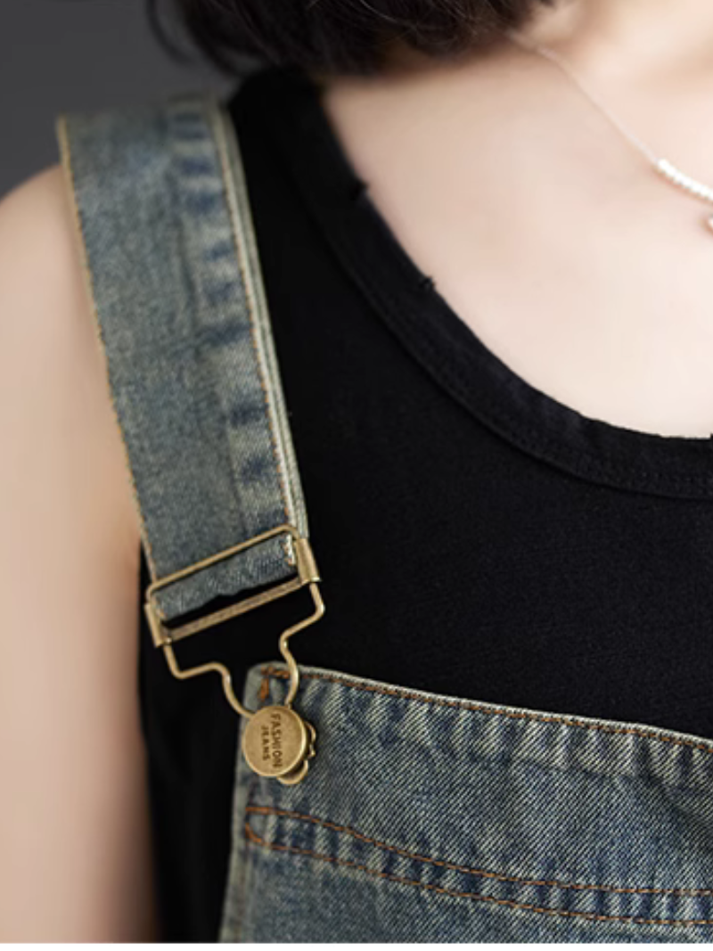 Women's Trendy & Baggy Denim bib's Shorts Overall Dungaree