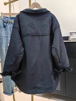 Oversized Utility Jacket with Curved Hem, Statement Pockets, Effortless Layering