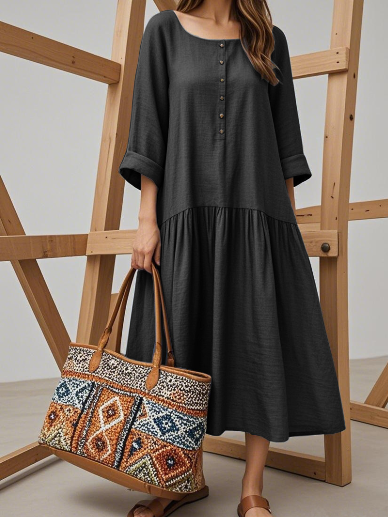 Women's  Summer Beautiful Party Wear Retro Button A-line Dress