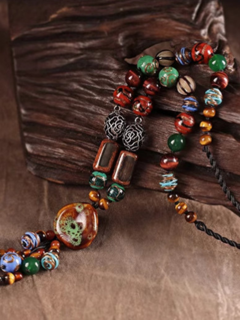 Women's Summer Boho Chic Crystal Pendant Necklace