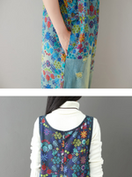 Boho Wide-Leg Denim Overalls with Vibrant Floral Print | Eva Trends