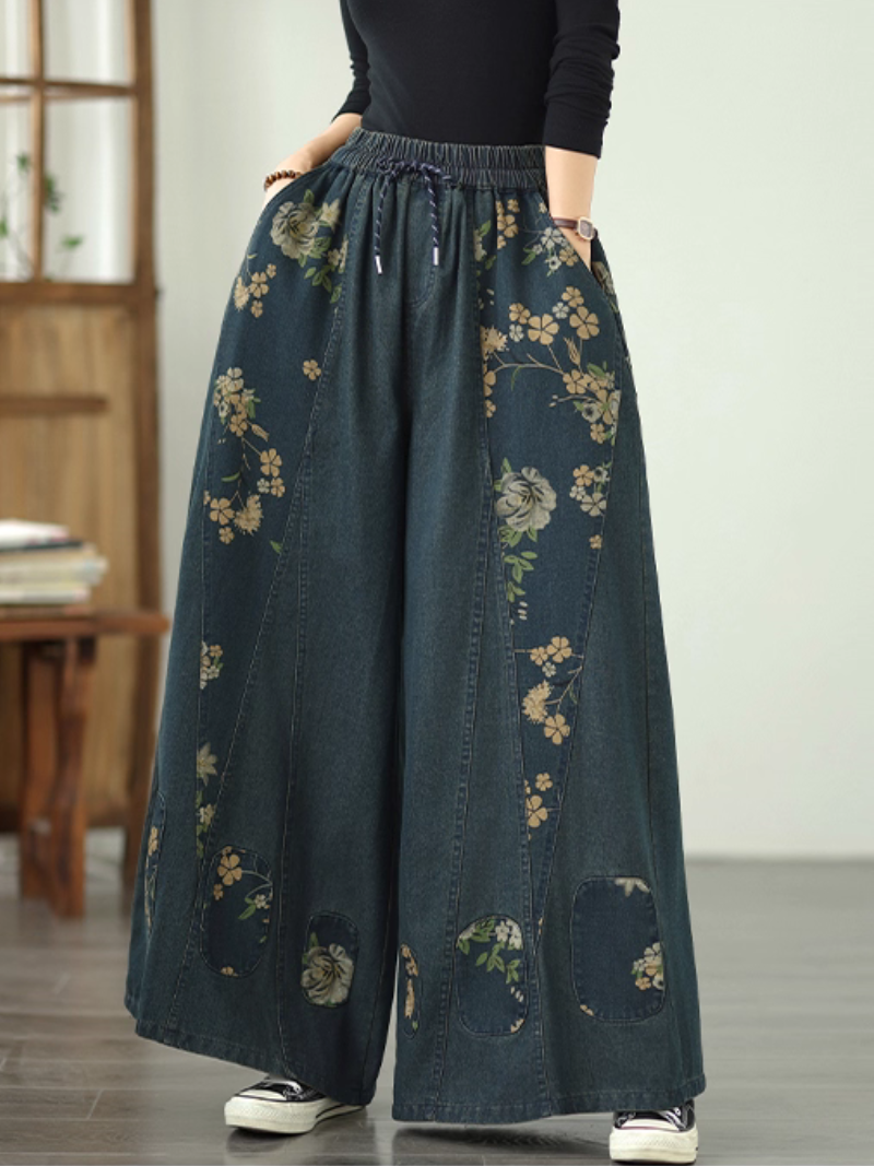 Women’s Summer Cool & Simple Wide-Leg  Printed Bottom