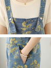Women's Summer Cool Strap Button Up Printed  Overall Dungaree