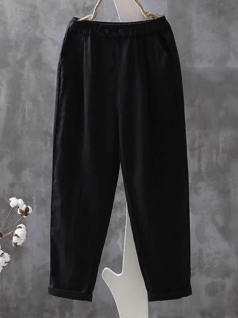 Pantalones de lino de verano para mujeres pantalones casuales delgados