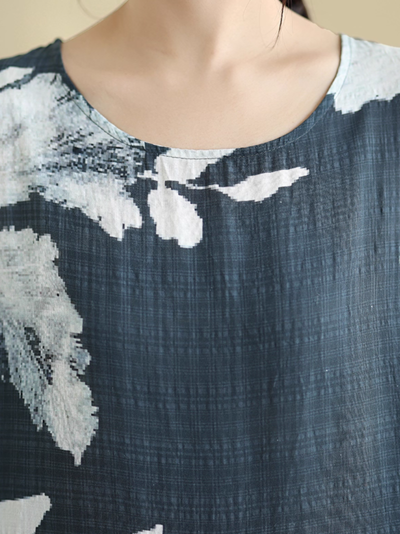 Women's Crew Neck Smock Dress 