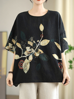 Weekend-to-Work Confidence Blouse — Flowy Chiffon Blend, Artful Botanical Print Style