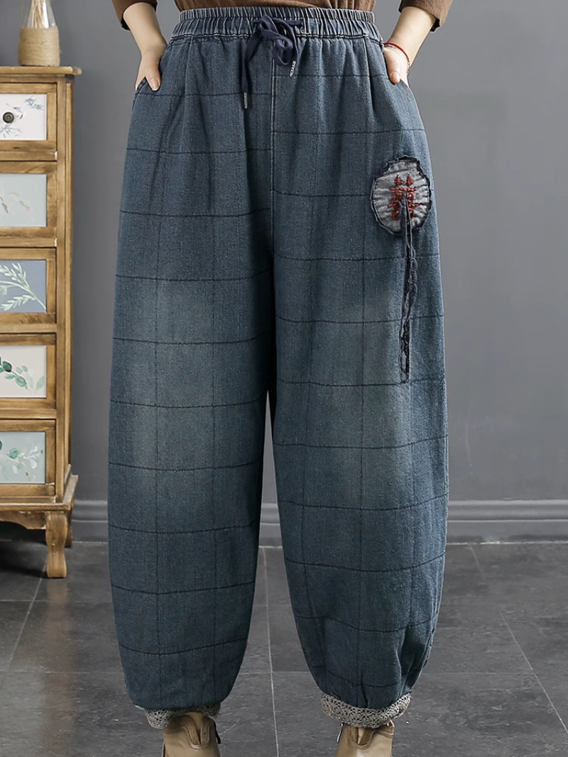 Women's Plus Size Comfortable Patch Denim Harem Bottom