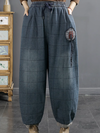 Women's Plus Size Comfortable Patch Denim Harem Bottom