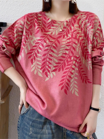 Embrace Winter's Warmth Women's Printed Fashionable Loose Sweater
