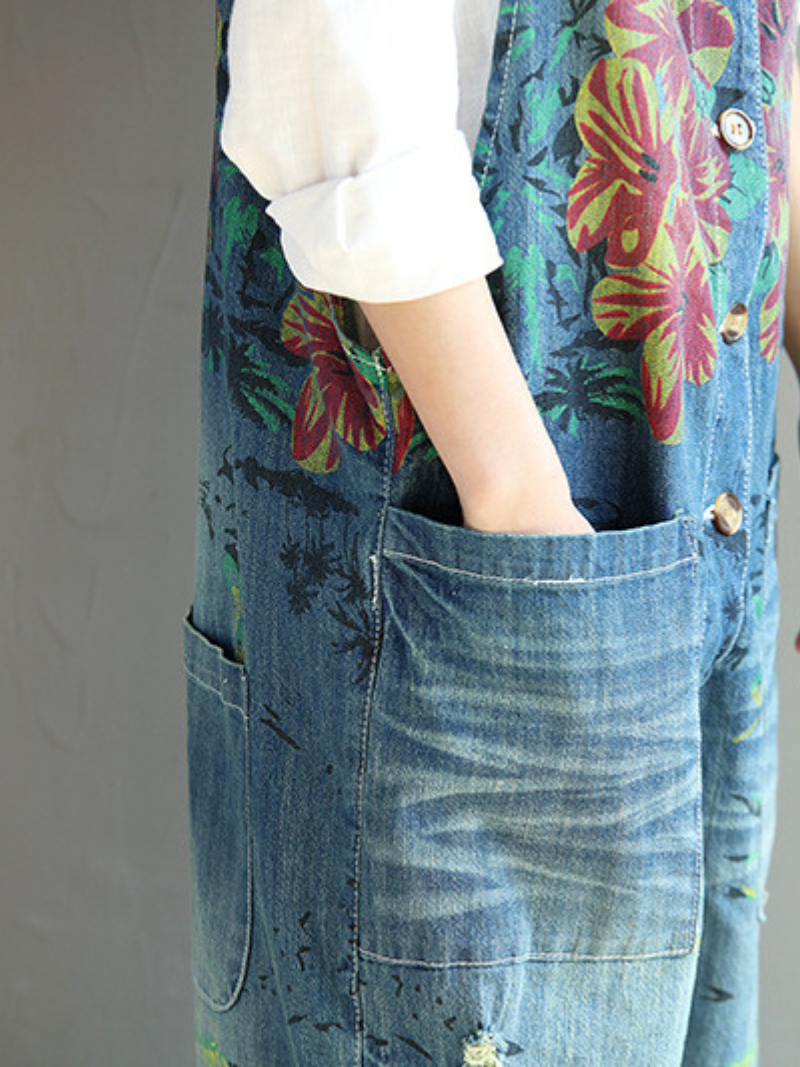 Women's Daily Wear and Outing style Printed Overall Dungarees