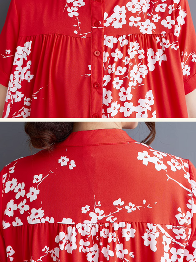 Women's Everyday Wear Stand Collar Printed A-Line Dress