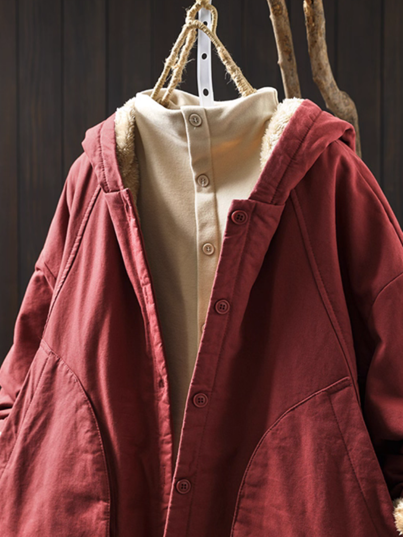 Chic Cotton Hooded Jacket with Plush Lining, Women’s Winter Parka