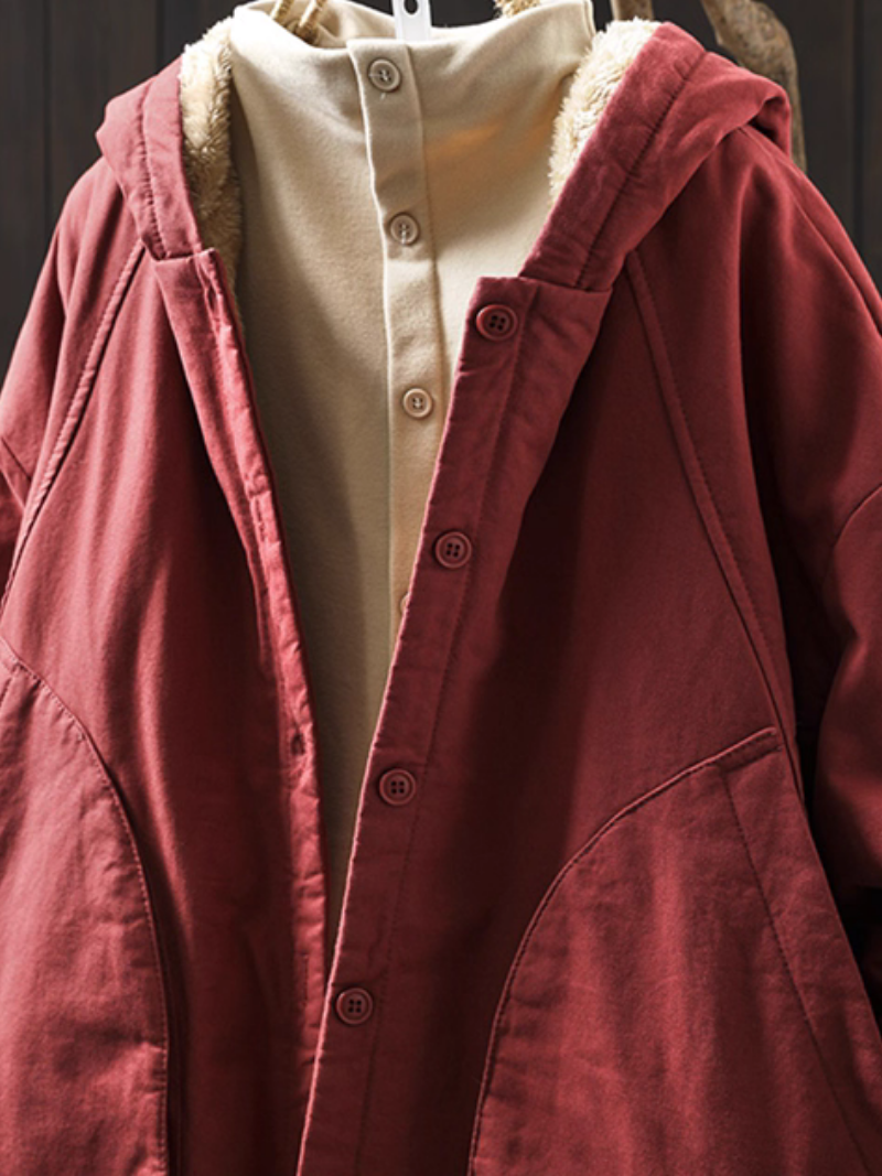 Chic Cotton Hooded Jacket with Plush Lining, Women’s Winter Parka