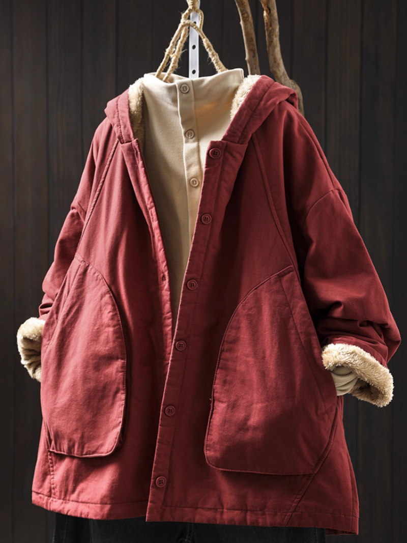 Chic Cotton Hooded Jacket with Plush Lining, Women’s Winter Parka