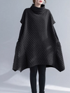 Women's High Collar Side Pockets Hort-Sleeved Dress