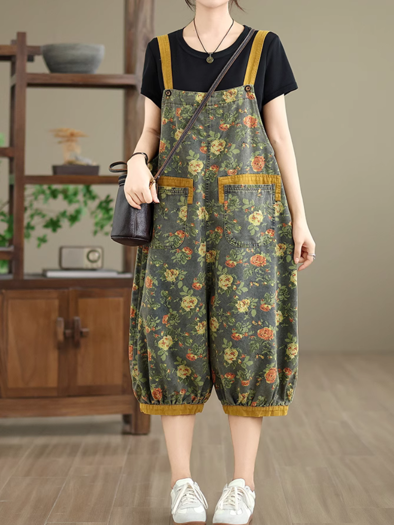 Women's Casual & Perfect Denim Cropped Pant Style Overall Dungaree